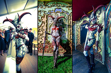 bodypainting realise par un artiste bodypainter de paris en france sur le theme du fantastique avec des effets speciaux de maquillage sfx